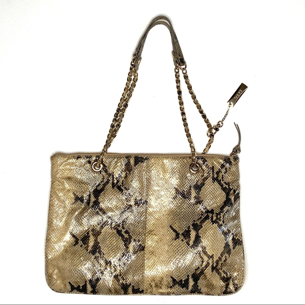 Dkny Python Print Leather And Chain Shoulder Bag - image 3